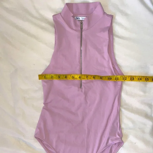 ZARA • pink zip-up bodysuit - Picture 2 of 6